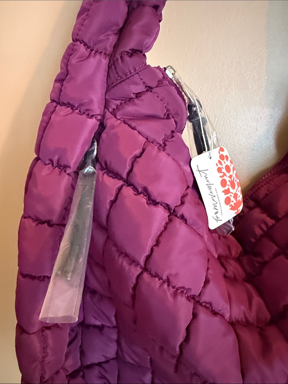 FP Movement by Free People Large Quilted Deep Mulberry Carryall Bag NWT - Picture 6 of 10